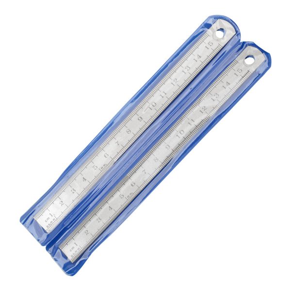 Metal Ruler, Measurements 1 - 6 Inches (1 - 15 Centimeters), 2 Rulers, Stainless Steel For Cheap - Image 3