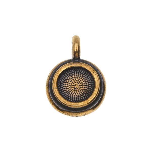 TierraCast Pewter 7mm ss34 Bezel Charm, Round Smooth Edge 16.5mm, 1 Piece, Brass Oxide Finish Supply