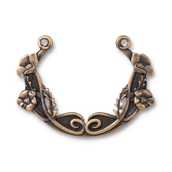 Pendant Link, Poppy Festoon 26x37mm, Brass Oxide, by TierraCast (1 Piece) Sale