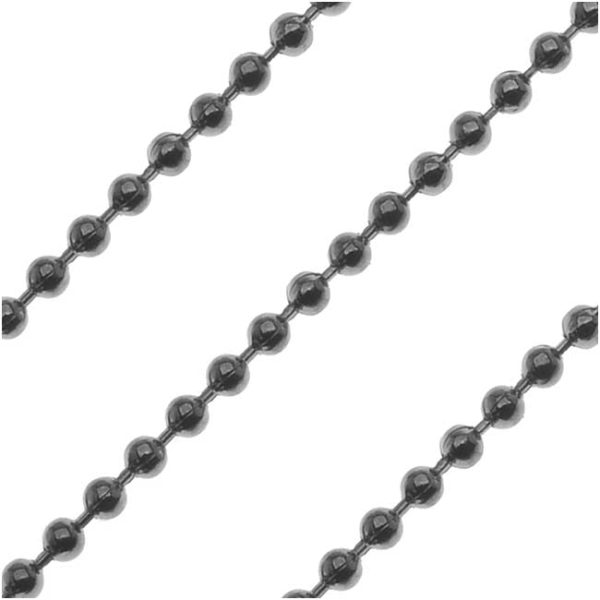 Gun Metal Plated Ball Chain, 1.2mm, by the Foot Discount