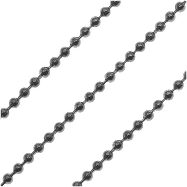 Gun Metal Plated Ball Chain, 1.2mm, by the Foot Discount - Image 2