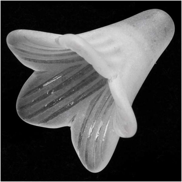 Lucite Striped Trumpet Lily Flower Beads Matte Frosted Crystal 22mm (4 pcs) For Discount