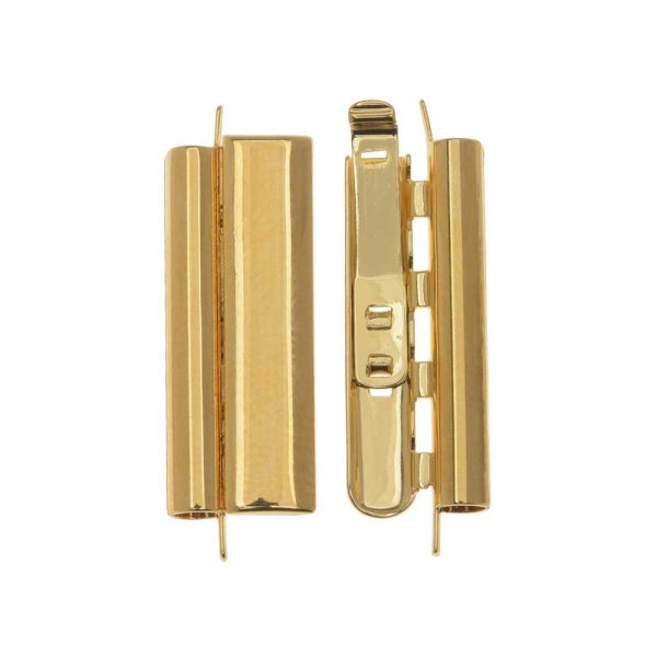 Elegant Elements Beadslides, Seed Bead Slide End Tube Clasp 24x10mm, Gold Plated (1 Set) Supply - Image 2