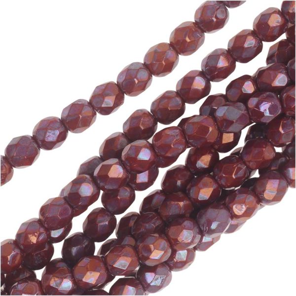 Czech Fire Polished Glass, Faceted Round Beads 4mm, Red Nebula (40 Pieces) on Sale - Image 2