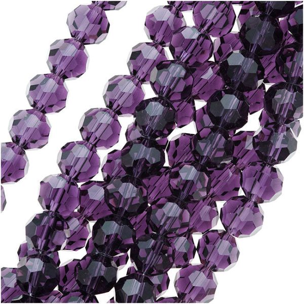 Amethyst Purple Glass Faceted Round Beads 8mm (21 Inch Strand) Sale - Image 2