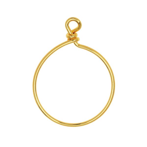 TierraCast Beadable Wrapped Wire Hoop, for Pendants or Earrings 32mm Wide, 22K Gold Plated (1 Piece) For Discount