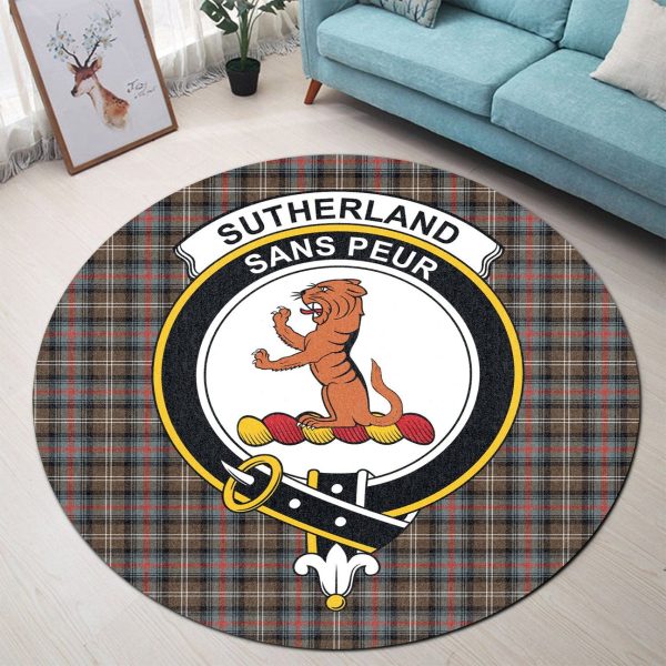 Sutherland Weathered Tartan Crest Round Rug For Sale