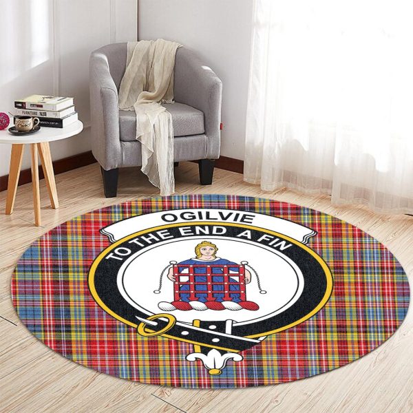 Ogilvie of Airlie Ancient Tartan Crest Round Rug Online Hot Sale - Image 2