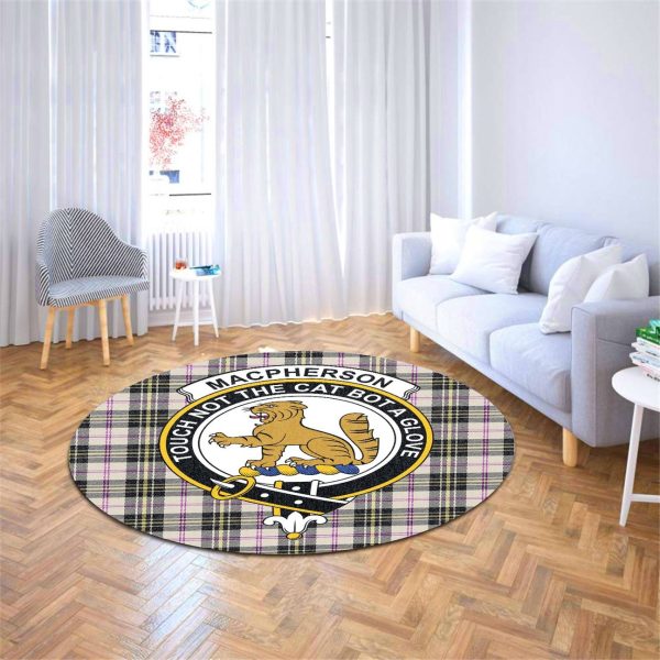 MacPherson Dress Ancient Tartan Crest Round Rug For Discount - Image 4