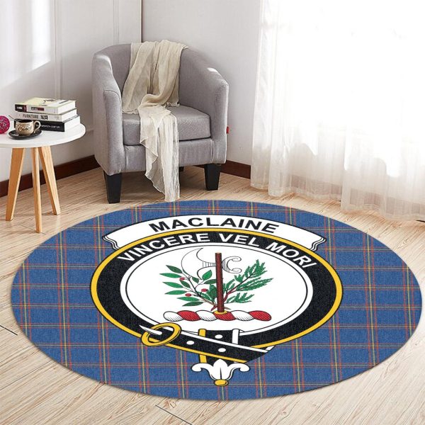 MacLaine of Loch Buie Hunting Ancient Tartan Crest Round Rug Online now - Image 2