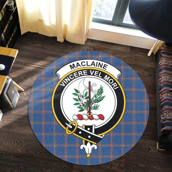 MacLaine of Loch Buie Hunting Ancient Tartan Crest Round Rug Online now - Image 3