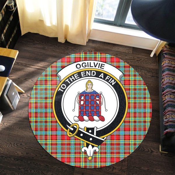 Ogilvie Tartan Crest Round Rug For Discount - Image 3