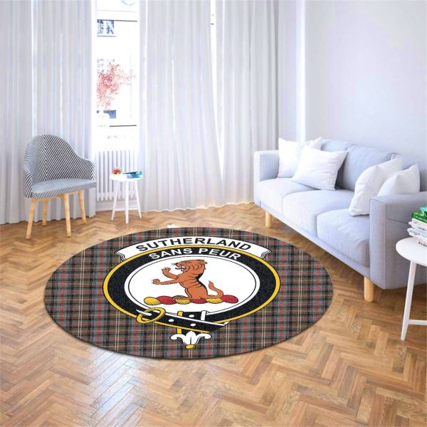 Sutherland Weathered Tartan Crest Round Rug For Sale - Image 4