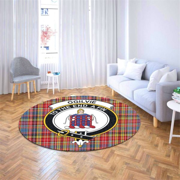 Ogilvie of Airlie Ancient Tartan Crest Round Rug Online Hot Sale - Image 4