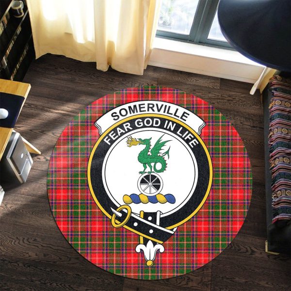Somerville Modern Tartan Crest Round Rug For Discount - Image 3