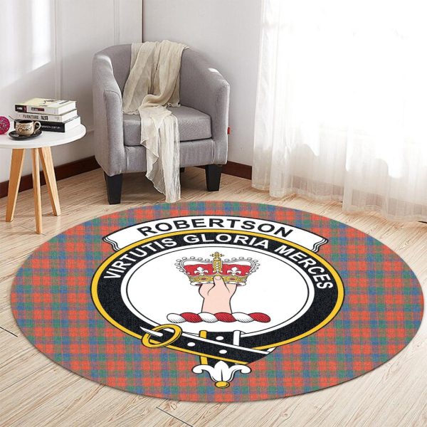 Robertson Ancient Tartan Crest Round Rug Fashion - Image 2