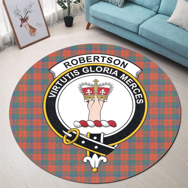Robertson Ancient Tartan Crest Round Rug Fashion